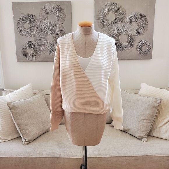 Jeannie Mai x INC Liu Ribbed Cross-Front Sweater sz Lg - Picture 3 of 12